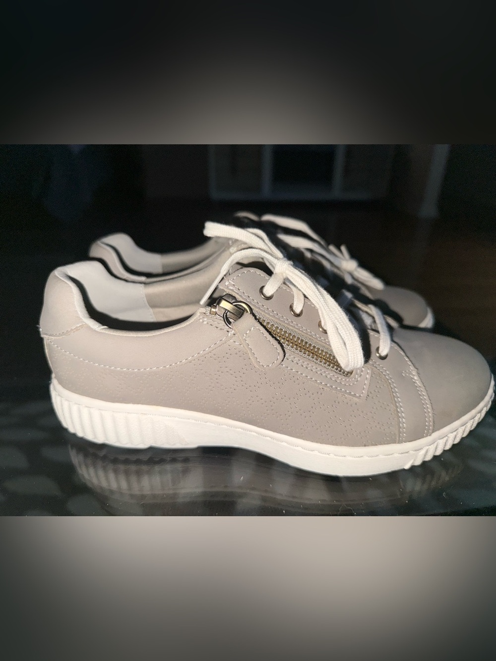 Clark’s Casual Women's Lace-Up Sneaker with Side Zip in Taupe